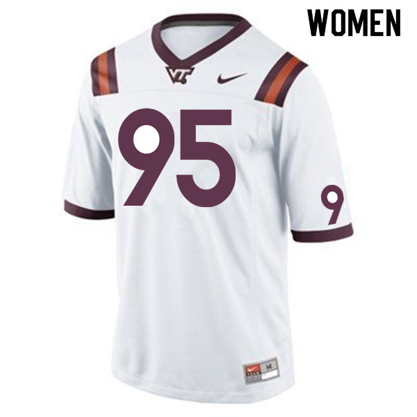 Women #95 Derrell Bailey Jr. Virginia Tech Hokies College Football Jerseys Sale-White - Click Image to Close